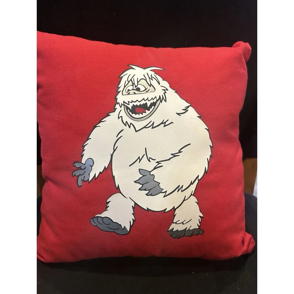 Rudolph the Red Nosed Reindeer Bumble Plush Square Red Pillow 14